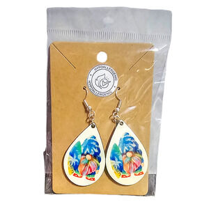 Boutique New Surfboard Gnome wooden teardrop earrings